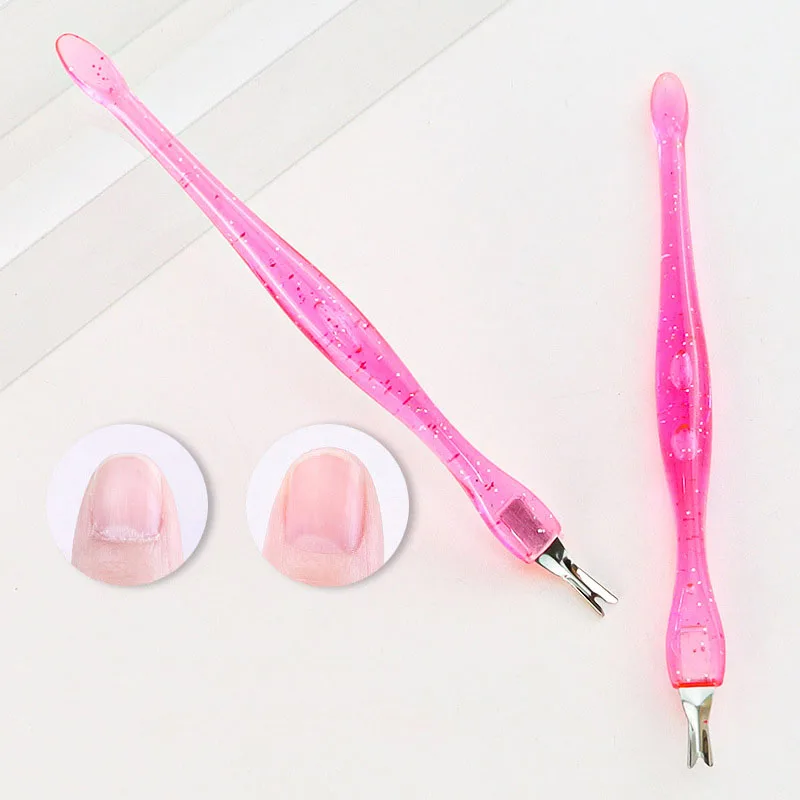 Transparent V Shaped Stainless Steel Pusher Manicure Care Tools Remove Dead Skin Nail Cuticle Remover Pusher Nail Clipper