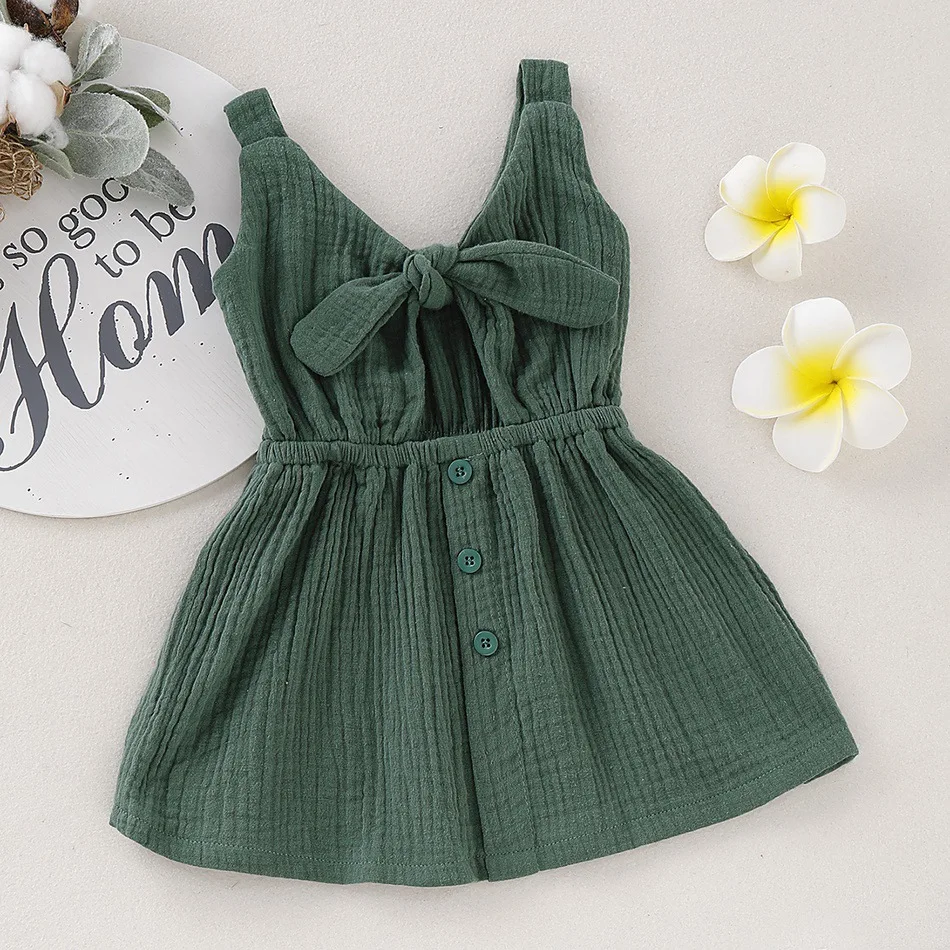 2019 Fashion girls dress Muslin cotton Suspender baby Summer dress