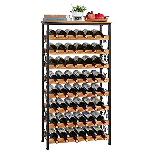 Wobble Free 8 Tier Wine Display Storage Stand Freestanding Wine Bottle Organizer Shelf for Kitchen Pantry