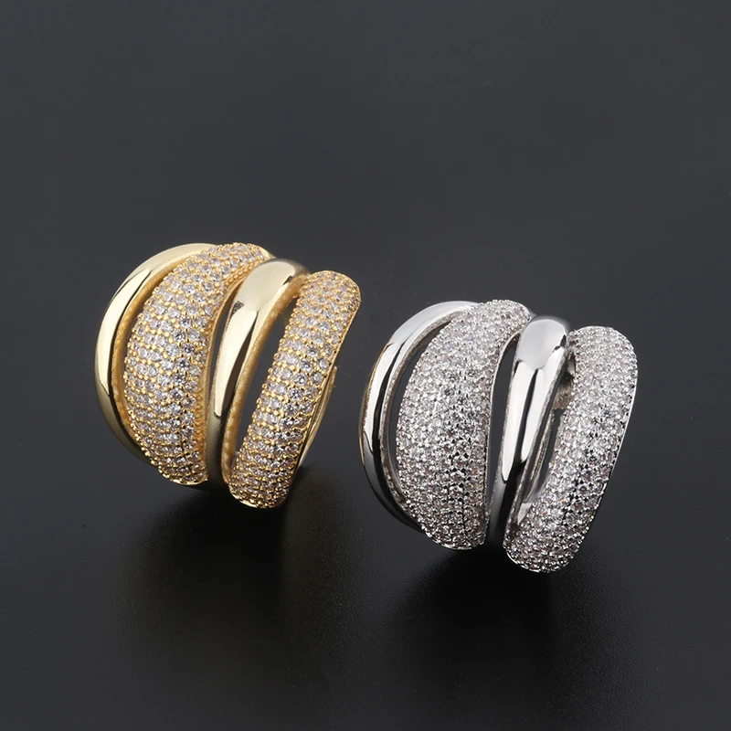 Wholesale High Quality White Flower Zironica Jewelry Custom Sterling Silver 925 Wave Ring