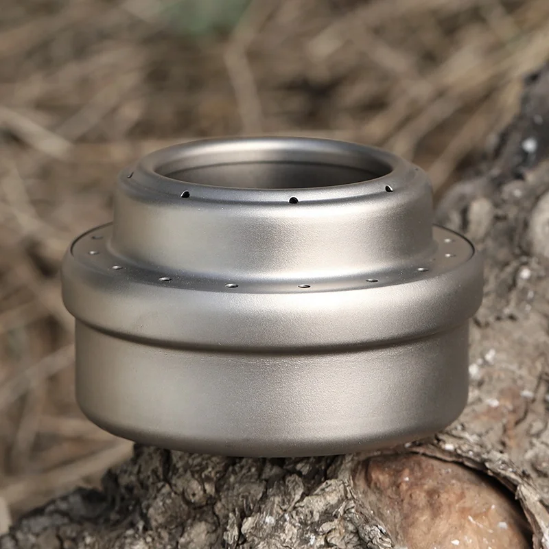 Herui Mini Outdoor Camping Alcohol Stove for Backpacking Lightweight Brass Spirit Burner with Titanium Stand