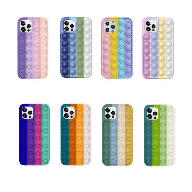 Cheaper silicone pops Relive Stress phone covers pops push bubble game fidget cell phone case for iphone 12 pro 11 pro xr xs