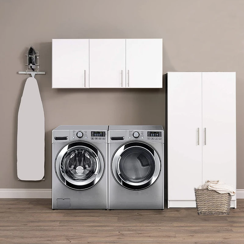 2 Door Modern Minimalist Wardrobe Closet Storage Cabinet with Partitions and Clothes Rail, Simple White