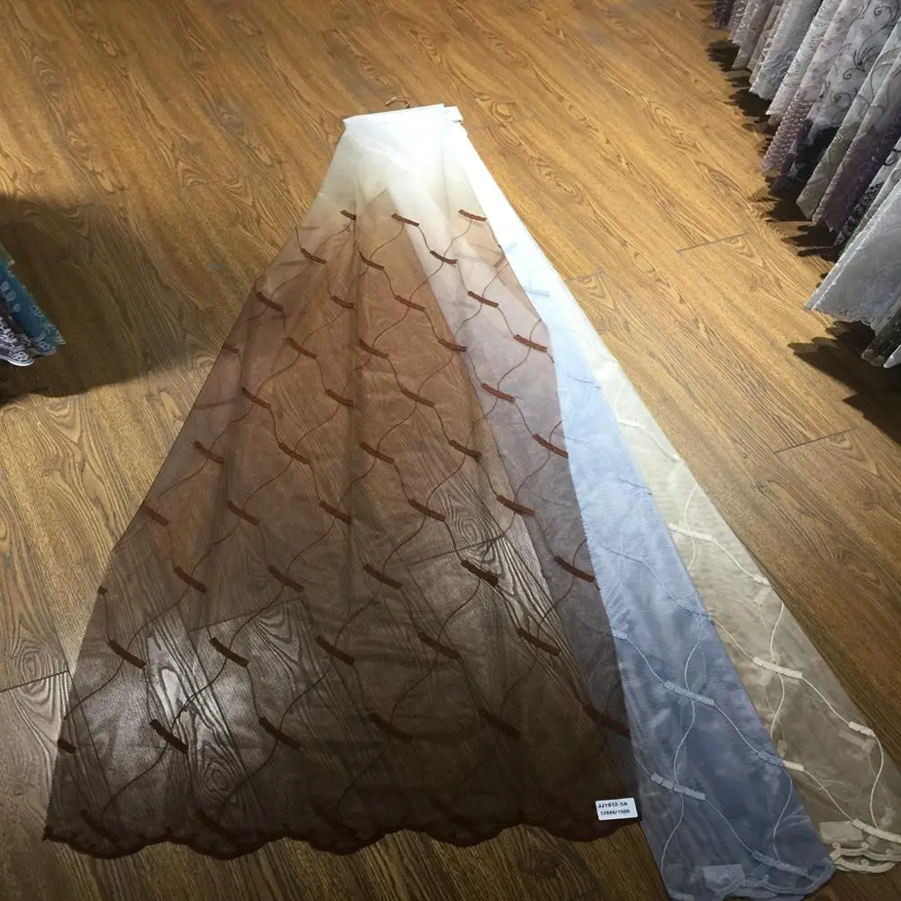 Chain Embroidery Mesh Fabric Roll Tulle for Window Fabric Customized Woven 100% Polyester