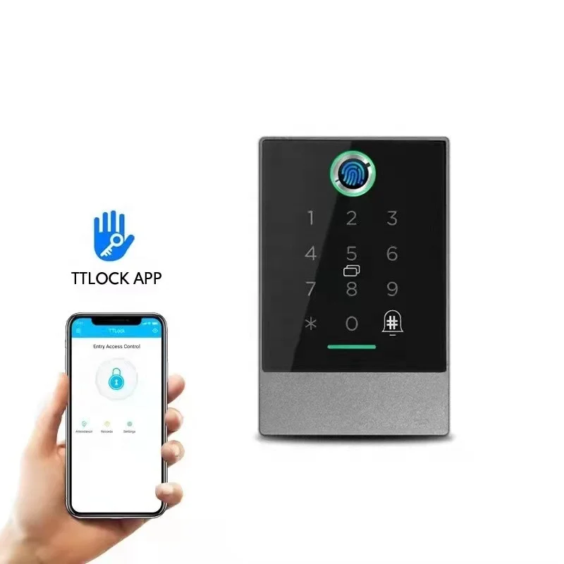 Waterproof Fingerprint TTLock BLE APP Touch screen Keypad Biometric Access Control Card Reader Wireless Access Controller