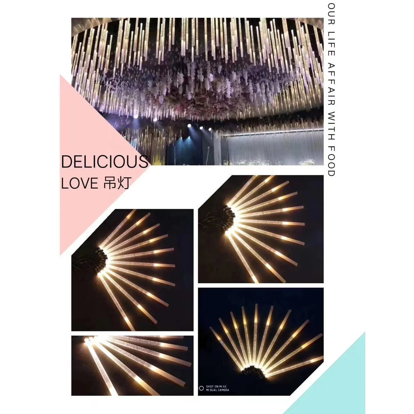 10 heads branches Wedding acrylic pipe  chandelier Wedding ceiling props