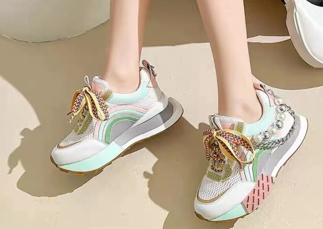 High Quality New Thick Soled Personalized Niche Pearl Sneakers