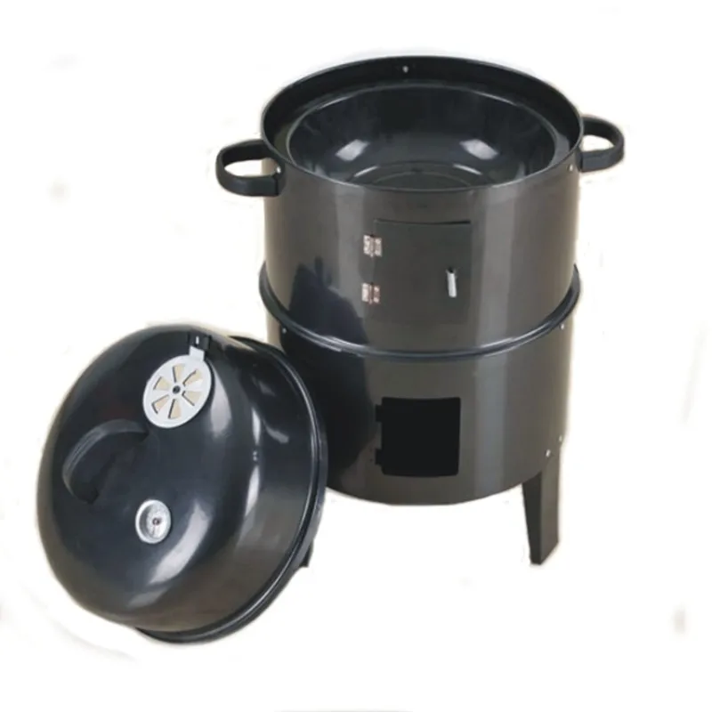 Hot Sale 3 in 1 Smokeless Charcoal Barbecue Grill Smoker 3 layers Tower Vertical Barrel Charcoal BBQ Grill