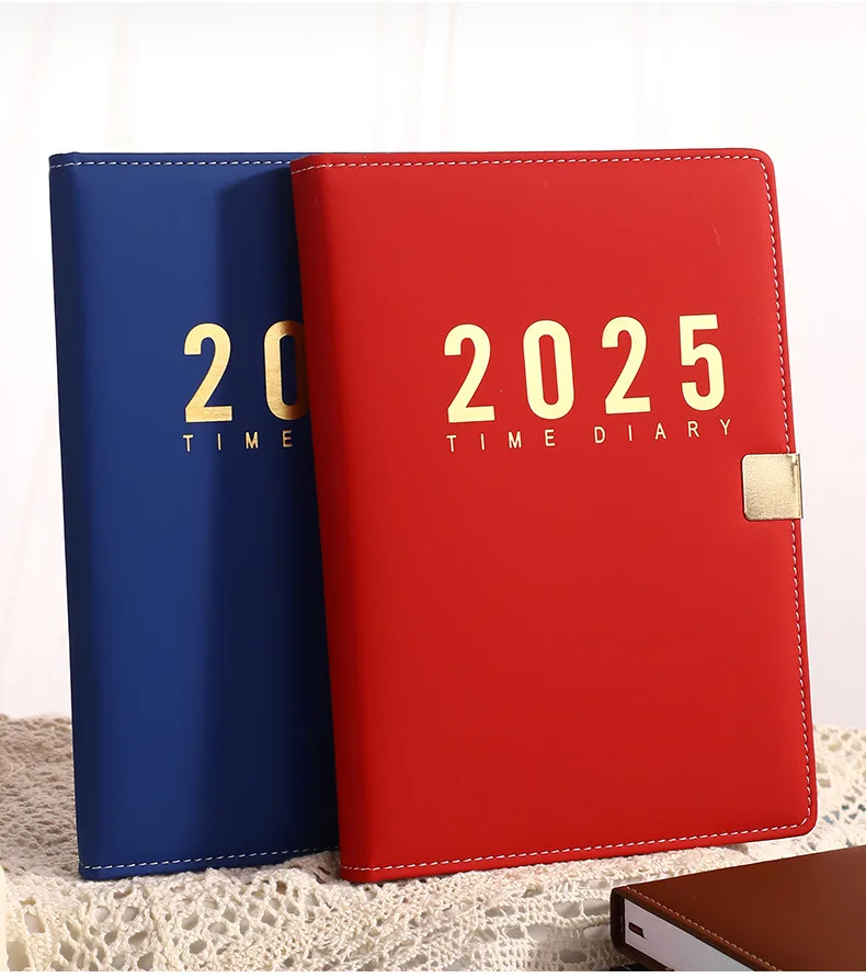 2025 A5 English Spanish Notepad Diary Notebook Customized Business PU Leather Official Agenda Planner Calendar Notebook