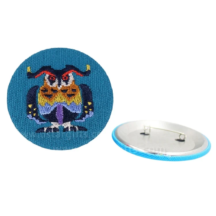 
Fancy Design Pin Badges Custom Wholesale Round Blank Hand Embroidery Button Badges For Clothes 