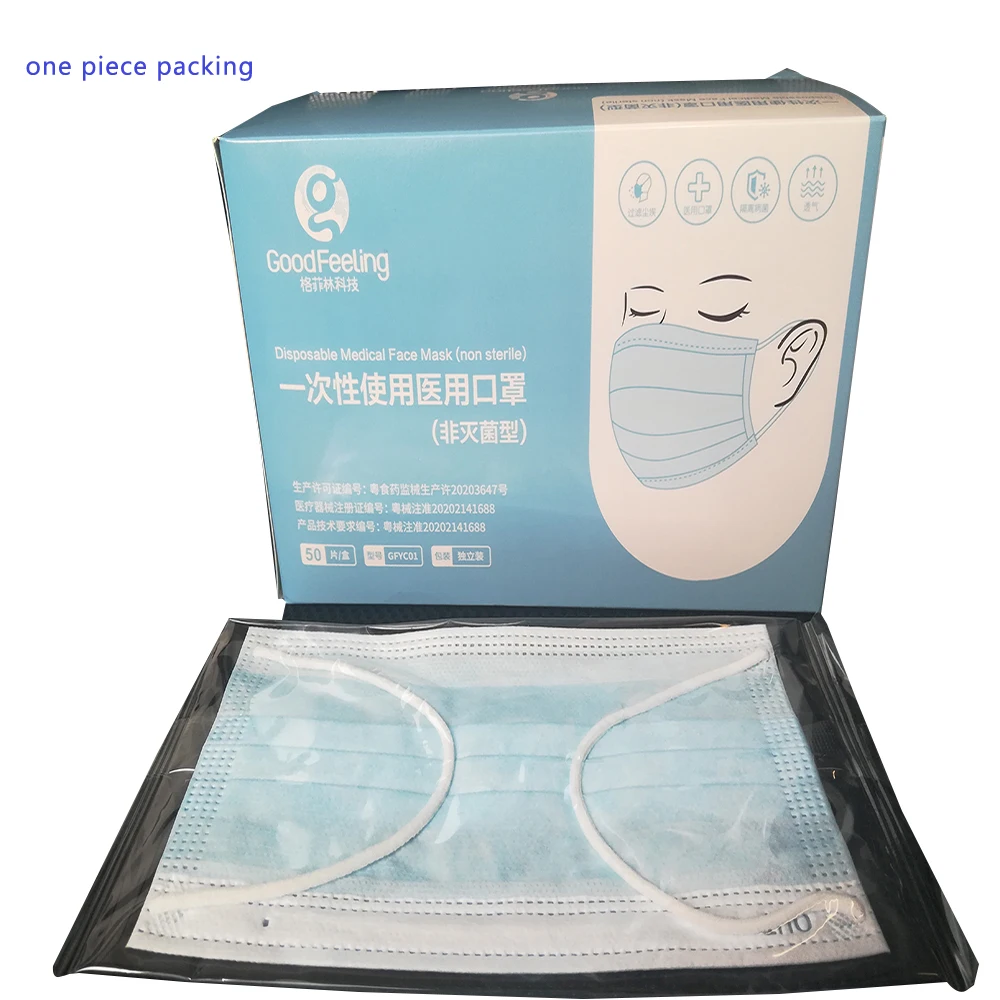 Manufacturer Ear-Loop 1 Pcs Mask 3Ply Black Disposable Tapabocas ISO 13485 Disposable Face Maskss