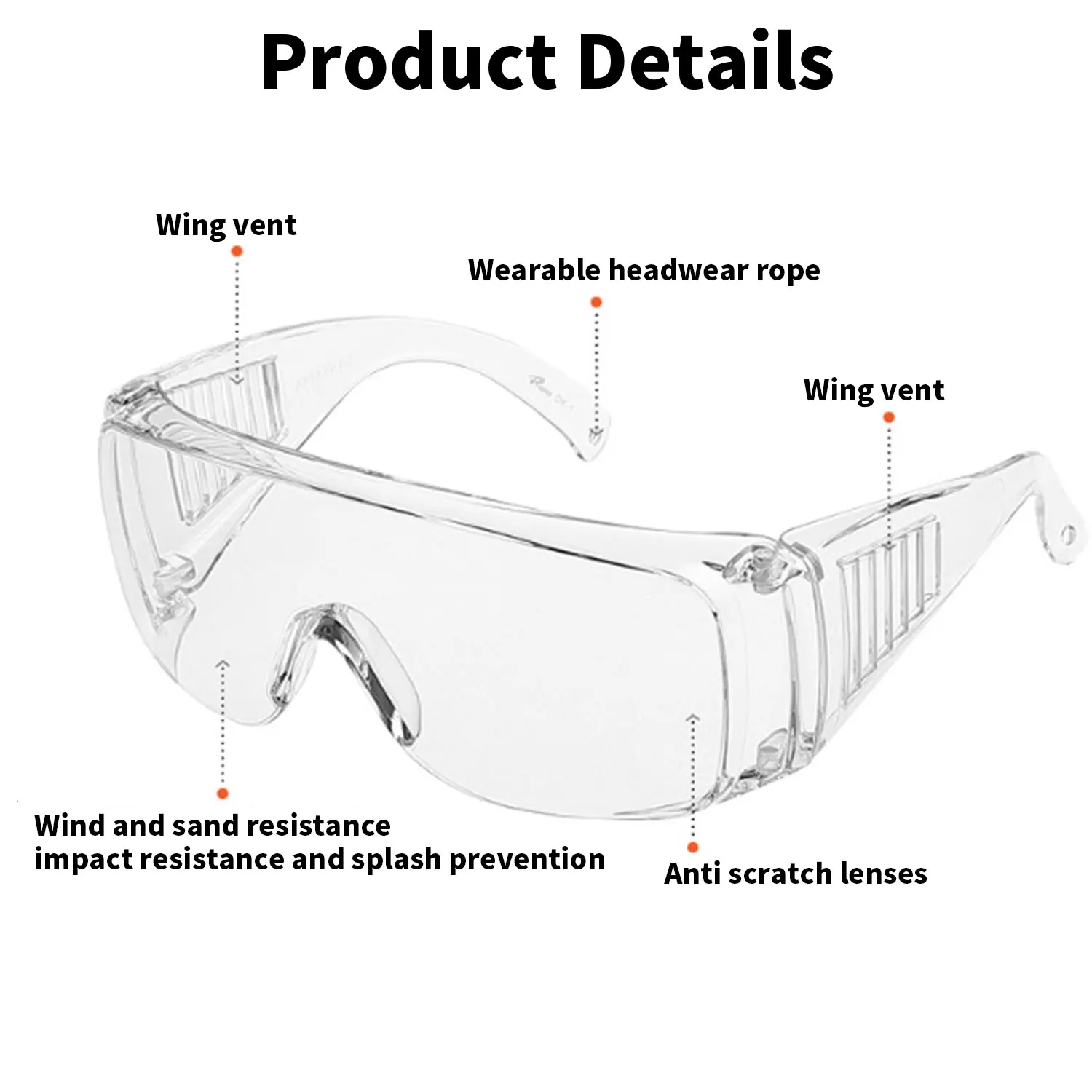 Factory Sale Safety Glasses Eye Protection Glasses ANTI-Fog Lens Clear Safety Goggles Construction Safety Glasses Ansi Z87.1