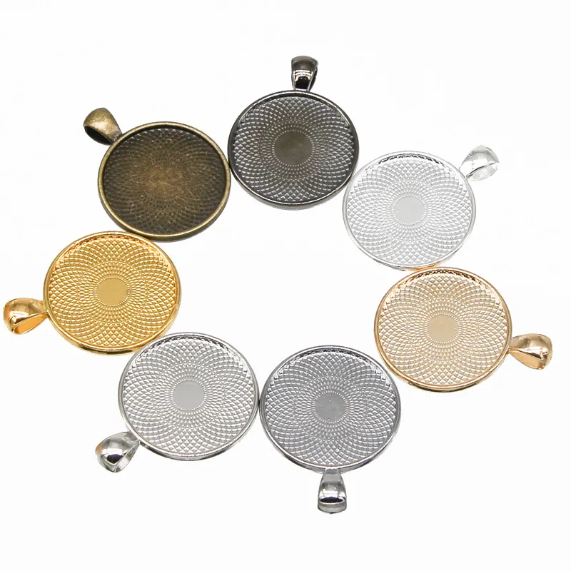 AA01353 25mm Time Gem Trays Alloy Pendant Tray Charm For Diy Jewelry Making Accessories