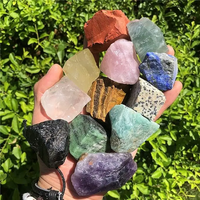 Chakra Stone Healing Crystal Stone Kit Rough Gemstones Raw Healing Stones Set for Yoga Meditation Zen Aura Cleansing