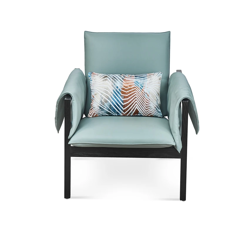 New design living room modern arm sofa chair upholstered lounge single large leather leisure chair with metal tube legs