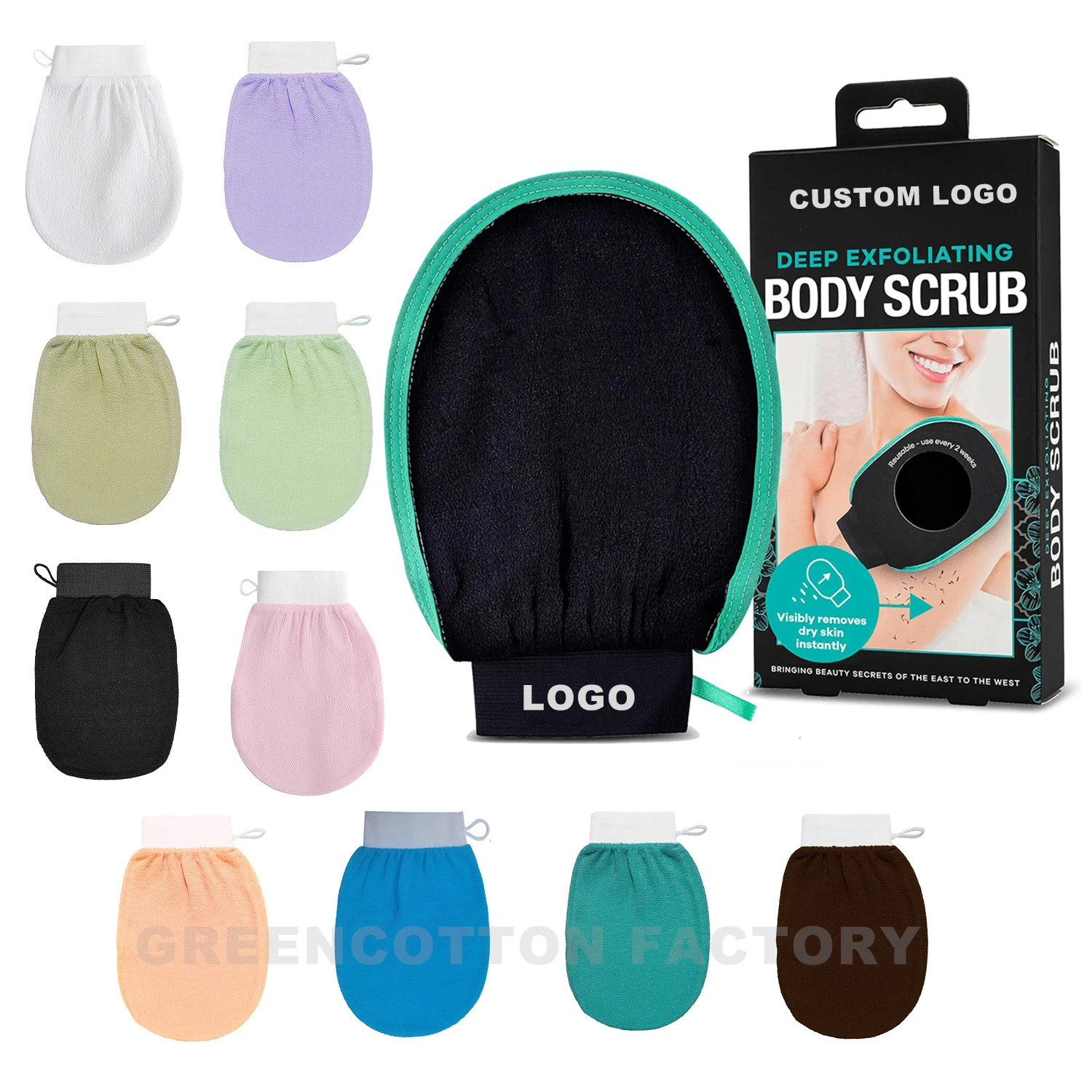 Custom Logo Deep Exfoliating Bath Glove For Shower Exfoliating Body Scrubber Skin Exfoliator Korean Skincare For Body
