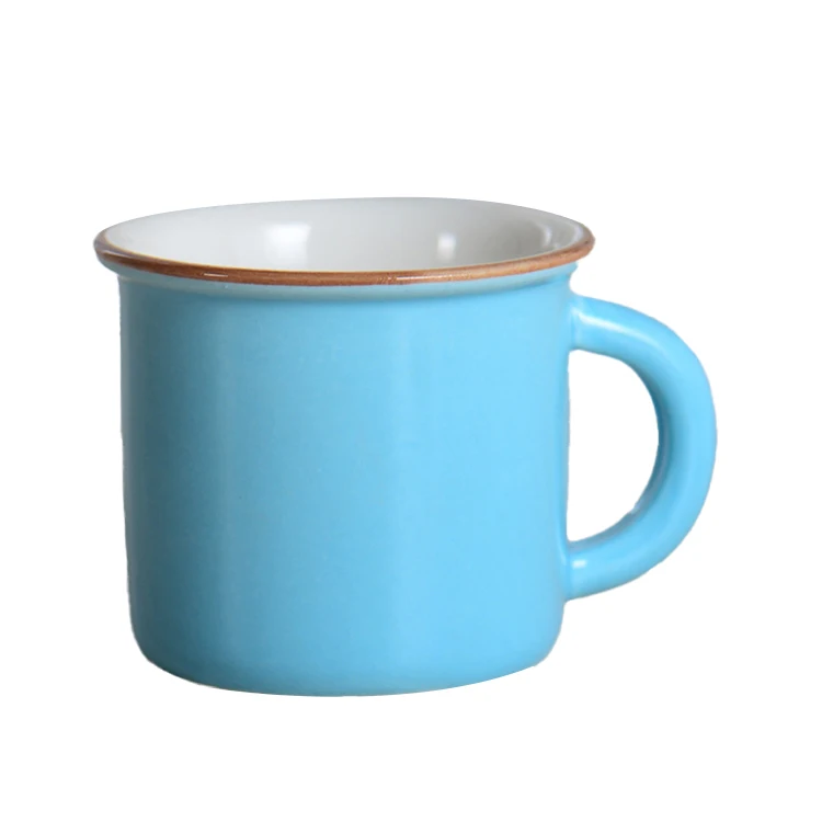 Wholesale Customized Logo Printing Coating Metal Ceramics  Drinkware Enamel Tea Cup Coffee Mug