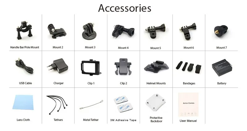 
4K WIFI Outdoor Action Camera Video Extreme Sports helm Ultra HD Diving Waterproof 16MP 170 Wide Angle 