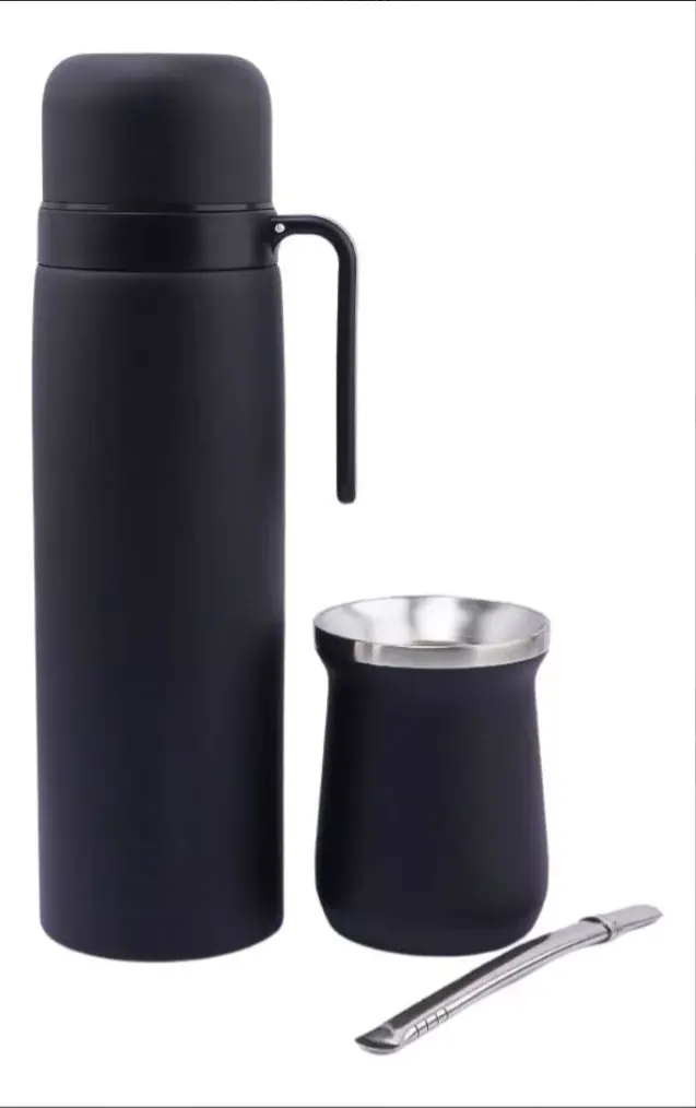 1 litro Yerba Mate Thermos Flask  Double Walled stainless steel thermo yerba mate cup  and bombilla set Complete Yerba Mate Kit