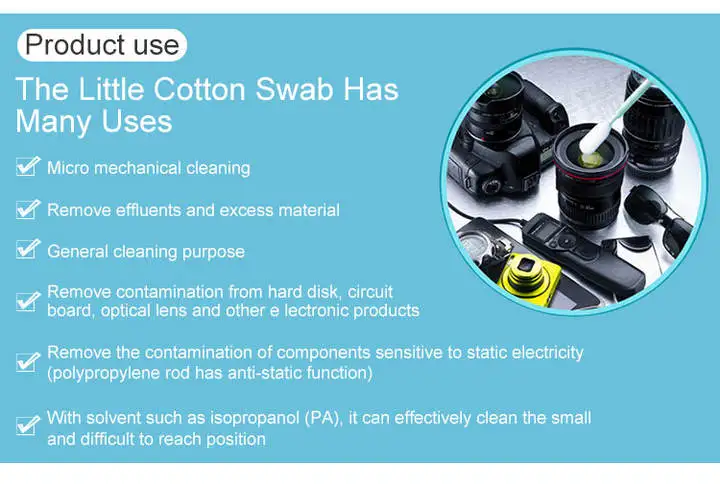 Sponge Cotton Swab Cm-fs741 Round Head Green Rod Lens Purification Wipe Stick 500 Pack