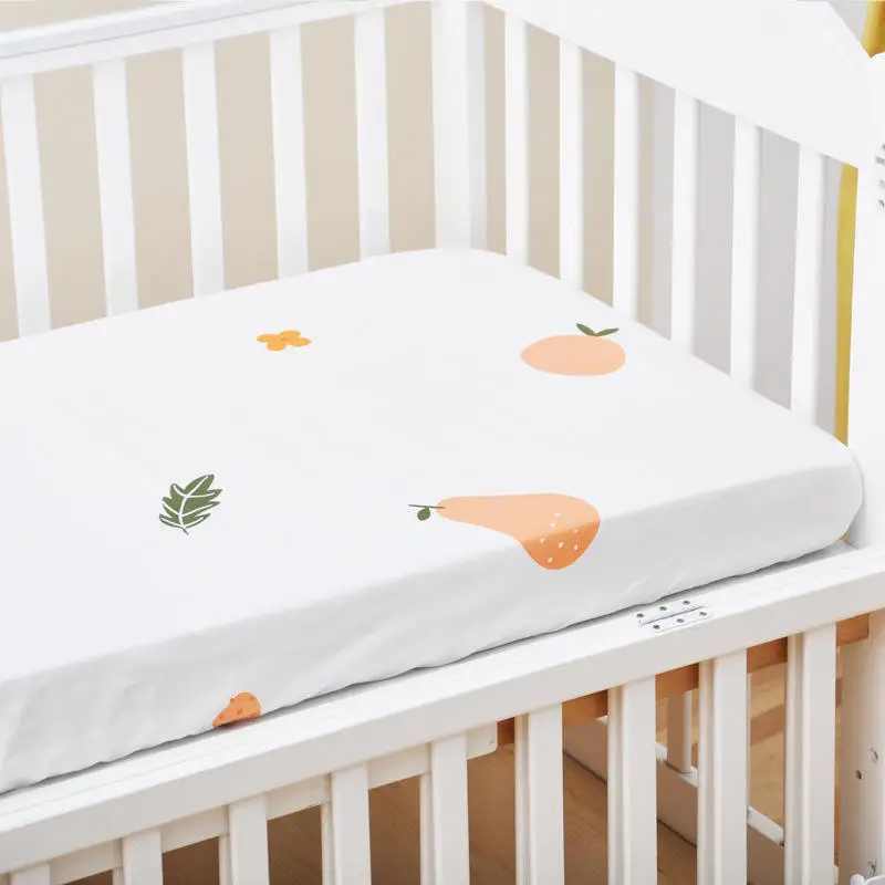 OEM Manufacturer Custom Soft Pink Strawberry Pattern Cotton Crib Bed Fitted Sheets For Kids