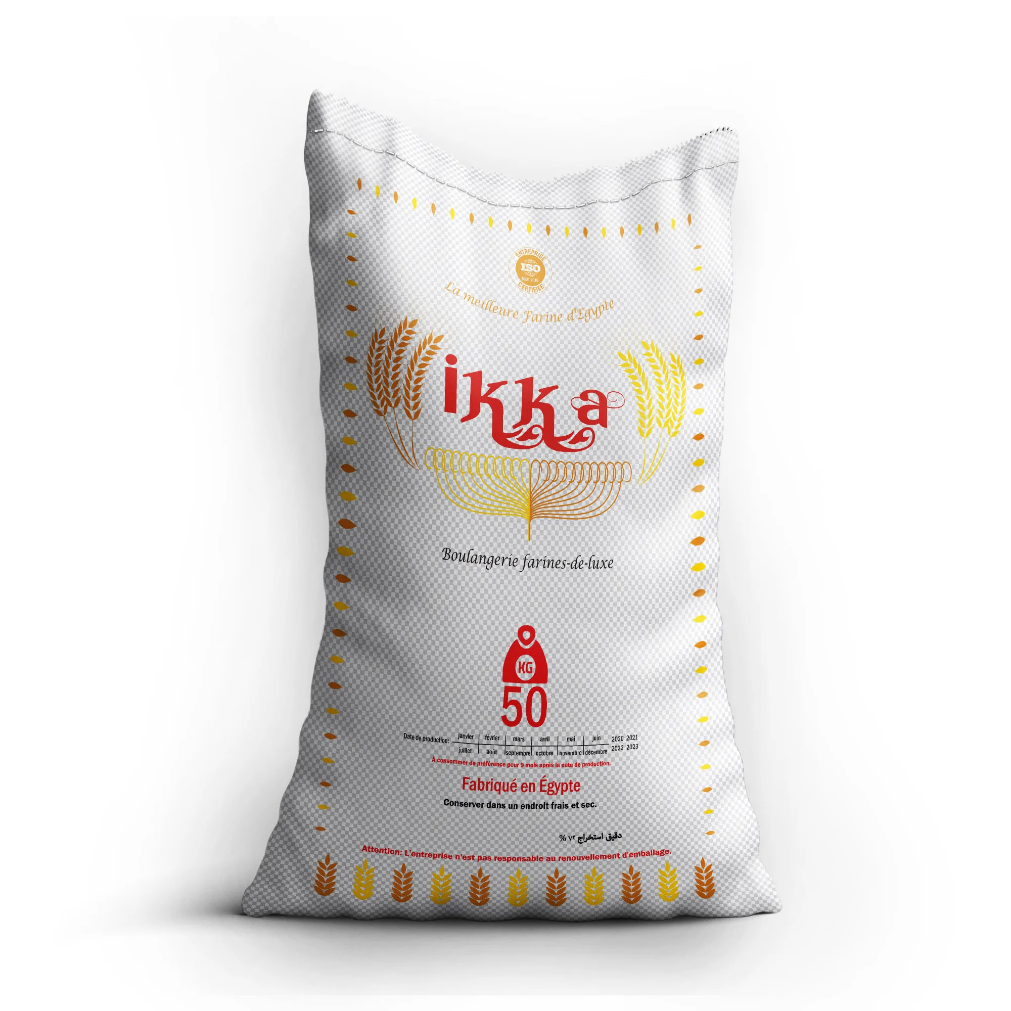 Ikka Brand Bread Wheat Flour 50 kg T55 Fresh Atta Chakki Low Price Flour for Bakery Use Made in Egypt