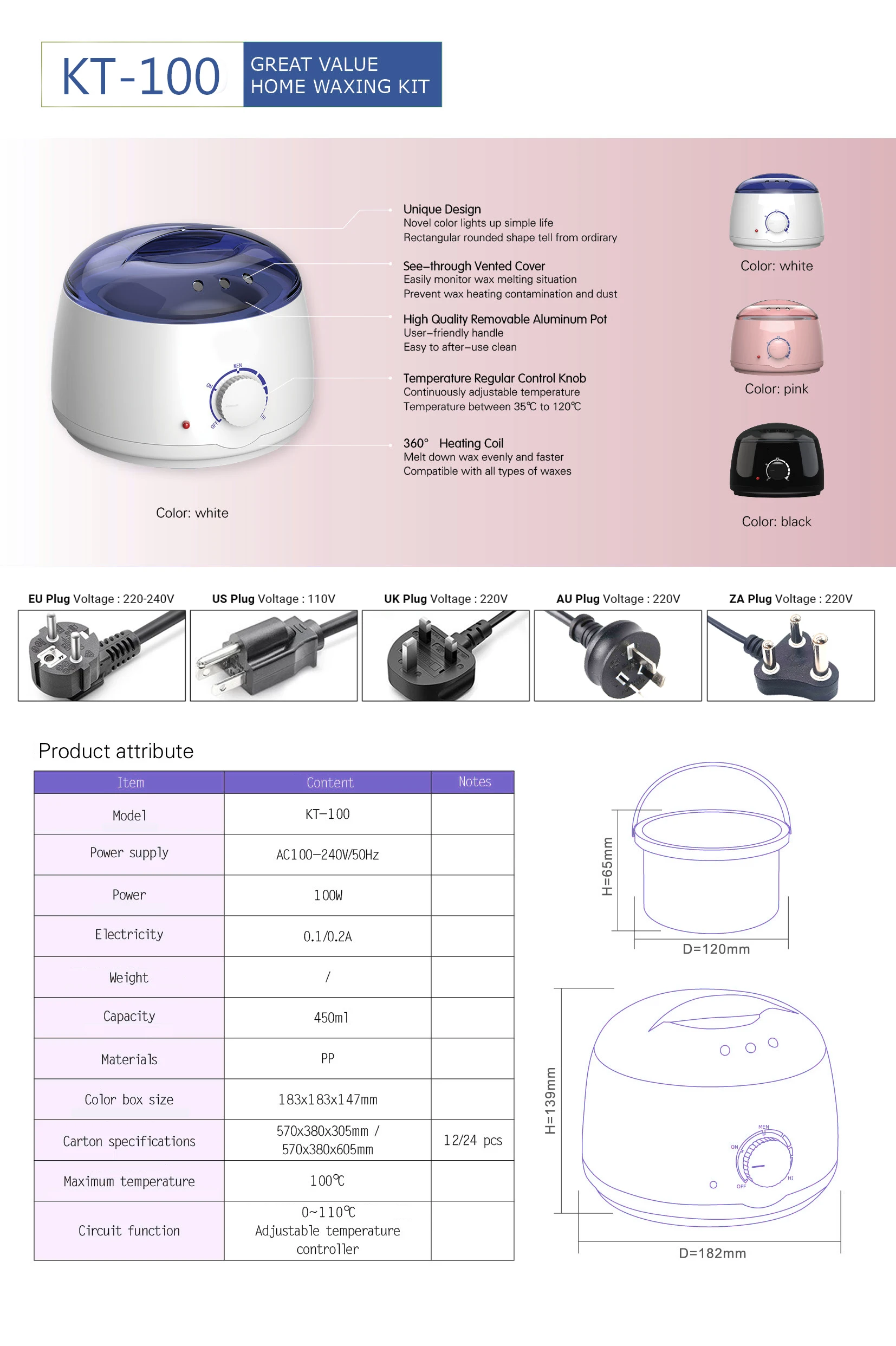 500cc Wax Heater For Facial Body Hair Removal Paraffin Wax Warmer Kit Electric Depilatory