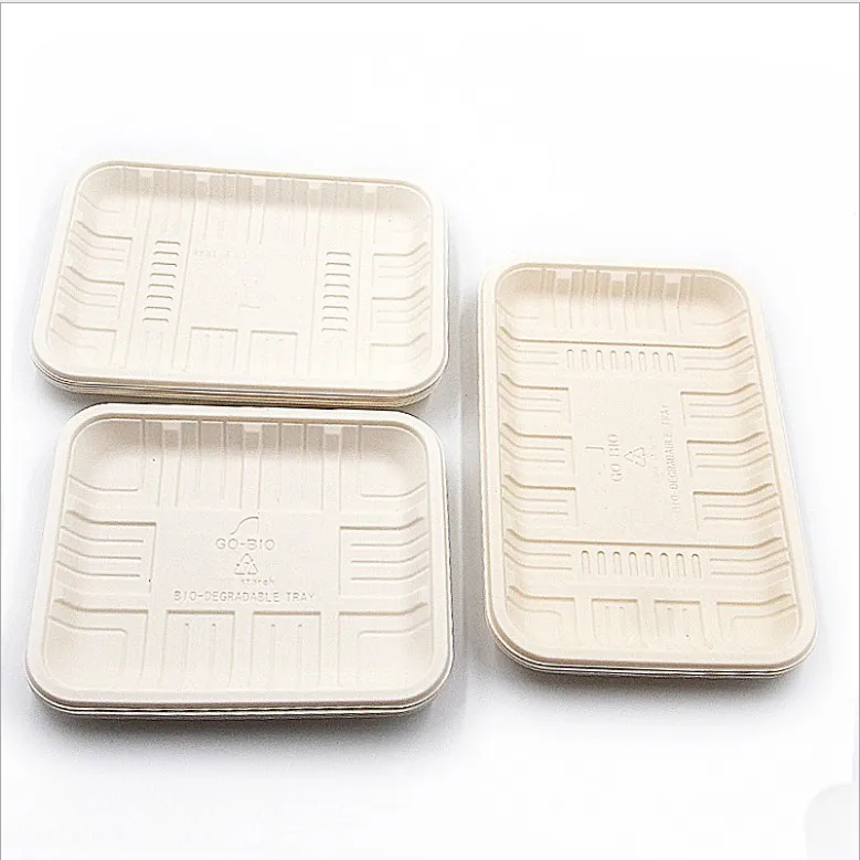 Household Kitchen Tableware Biodegradable corn starch Disposable Food Container Rectangular Food Tray