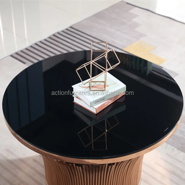 New Italian design modern hot sale  round stainless steel glass marble top  living room tea table coffee table side table