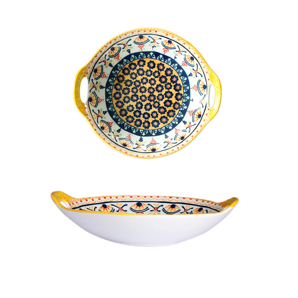 Bohemian style ceramic bowl and plate tableware set porcelain dinnerware dishes for wedding