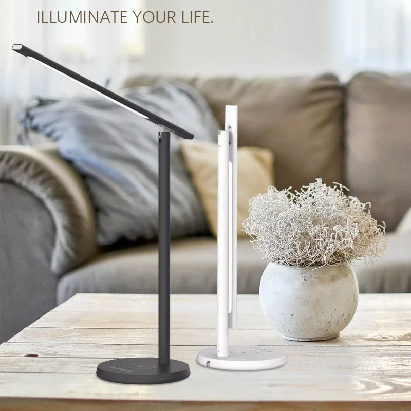Настольная Светодиодная настольная лампа из алюминиевого сплава с беспроводным зарядным устройством 10 Вт 5 50 30 80
