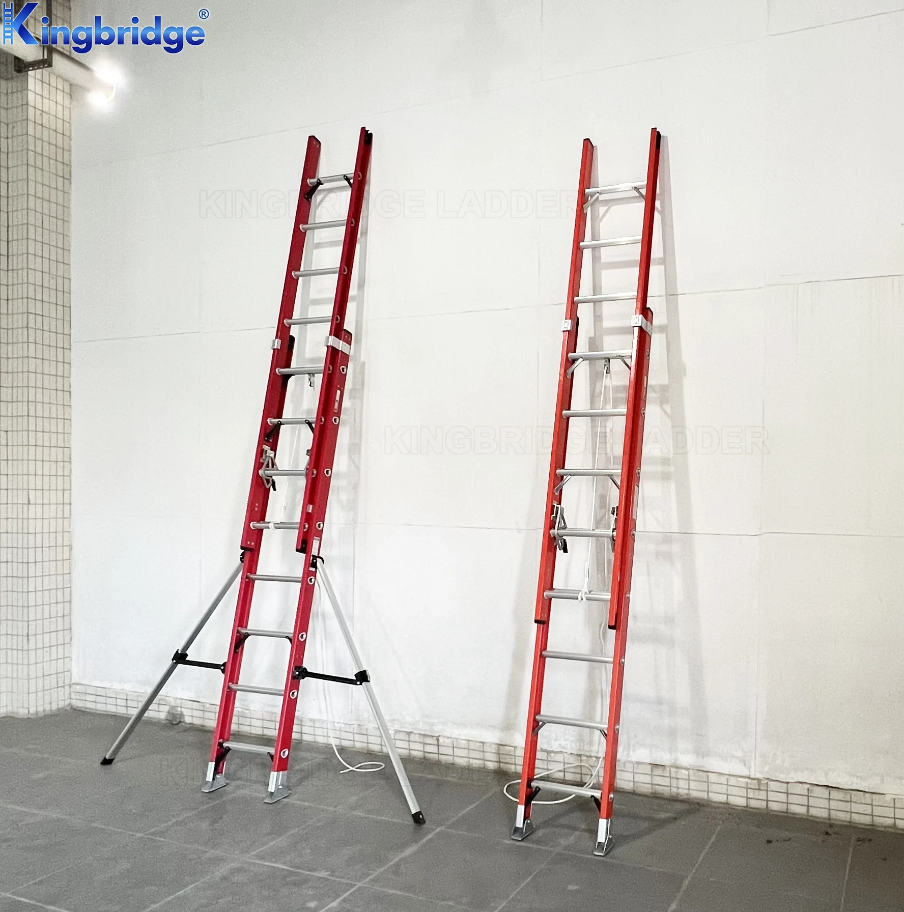 EN131 And EN61478 Standard Used Fiberglass Telescopic Extension Lightweight Ladder Escaleras With Support Aluminum D Rungs