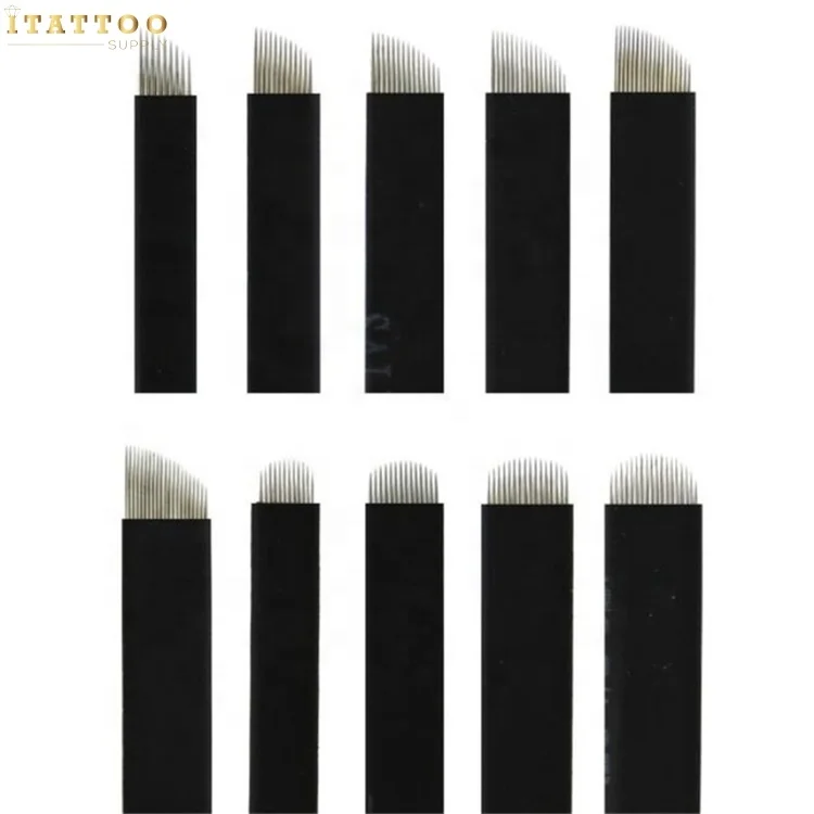 Private Label  0.18 mm Sharpest 304 Stainless Steel Microblading Needles Blades Black Cover  Eyebrow blade microblading