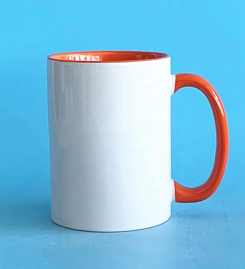 15 oz Inner and Handle Color Blank Sublimation 15oz Straight Side Ceramic Mug for Custom Photo Printing Cup Blank Coated