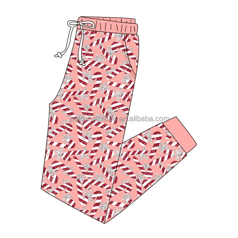 Custom Bamboo Fabric Kids And Adult Jogger Pants Christmas Printed High Elastic Toddler Baby Pocket Pants