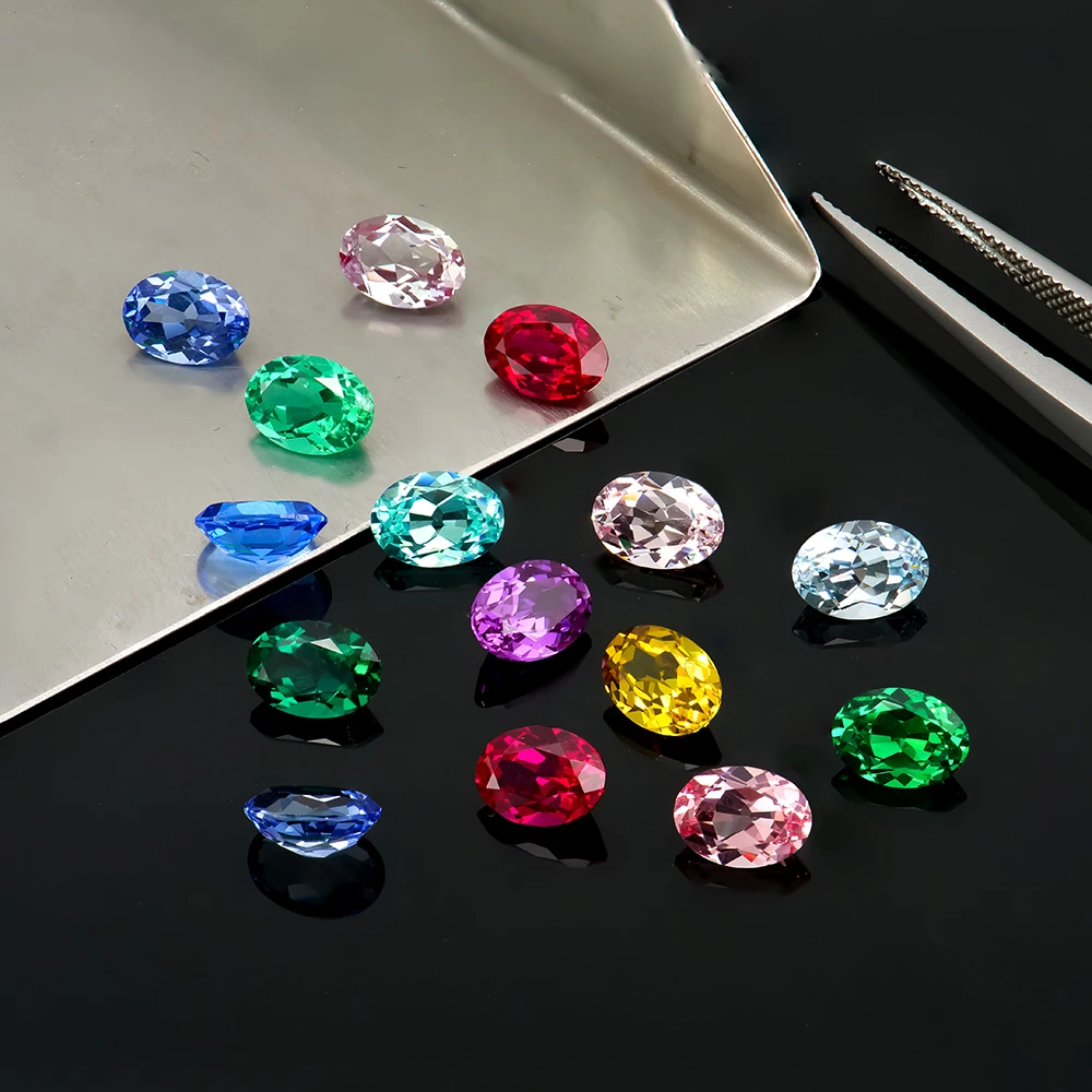 Wholesale Synthetic Colorful Loose Stones Lab Grown Gemstones Ruby Sapphire Emerald Collection for Jewelry Making