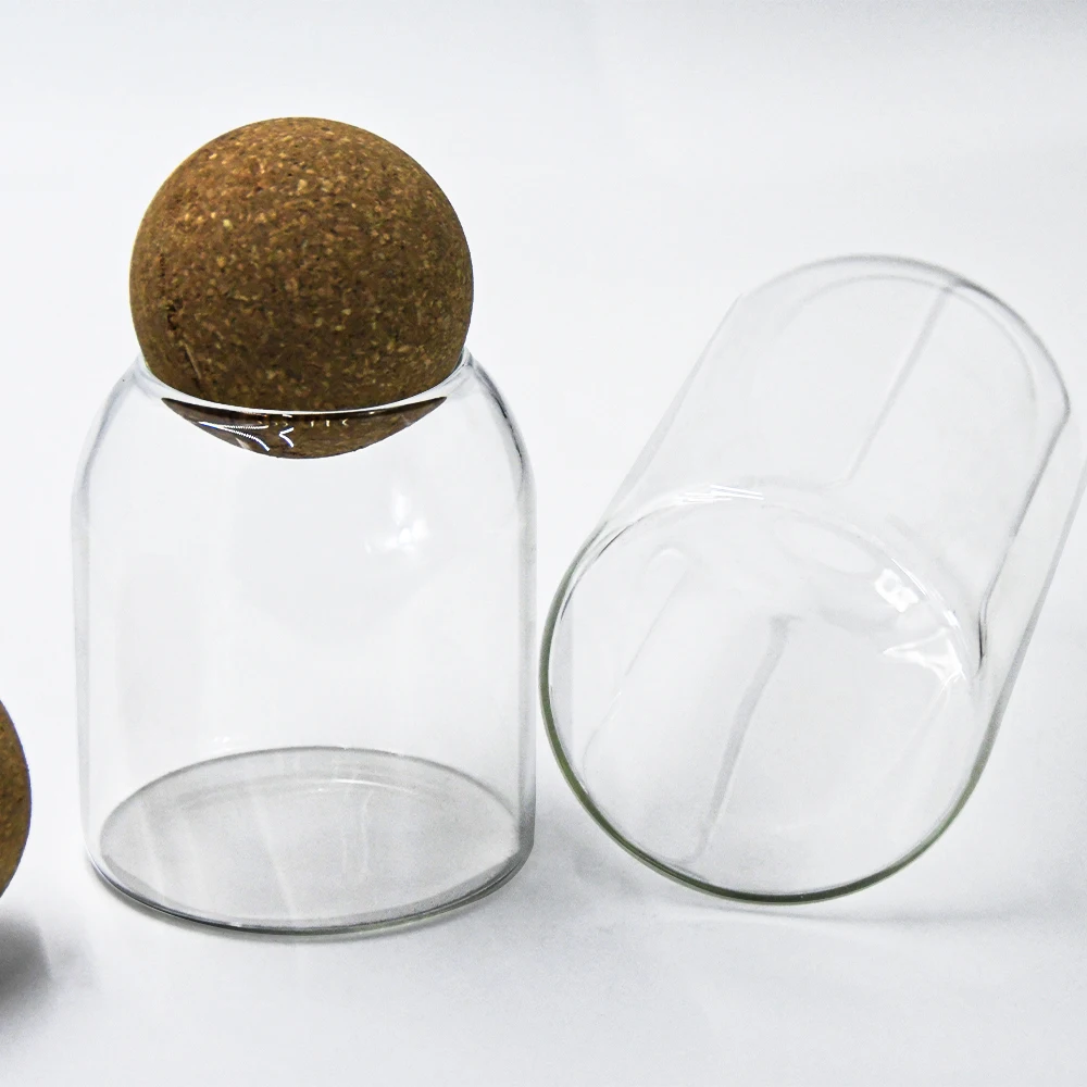 Clear glass planter terrarium vase for pot planting with wooden cork lid 500ml 800ml 1000ml tabletop DIY glass bottle