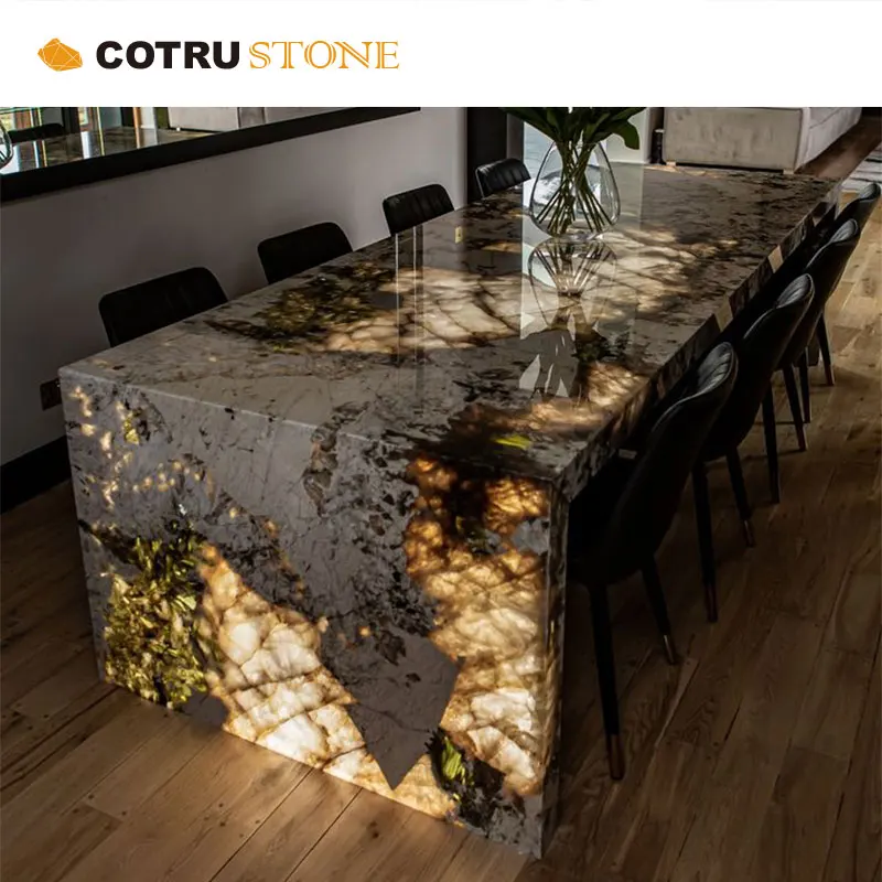 Wholesale Transparent luxury Pandora White Marble Slab Natural Luxury Stone kitchen countertop