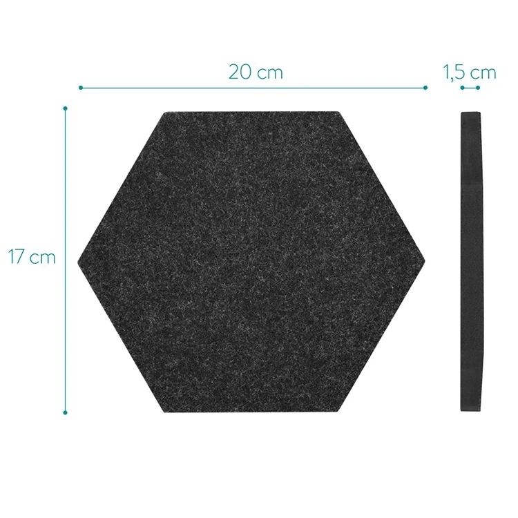 
Set of 6 Hexagon Felt Pin Board Self Adhesive Bulletin Memo Photo Boards Colorful Foam Wall Decorative Tiles with 6 Pushpins 