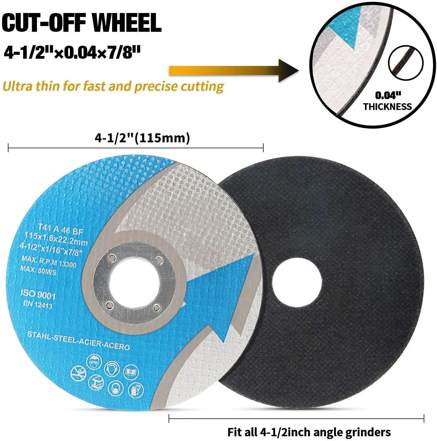 115mm Metal Cutting Disc Resin Cutt Off  Wheel for Angle Grinder Cutting Stainless Steel Iron