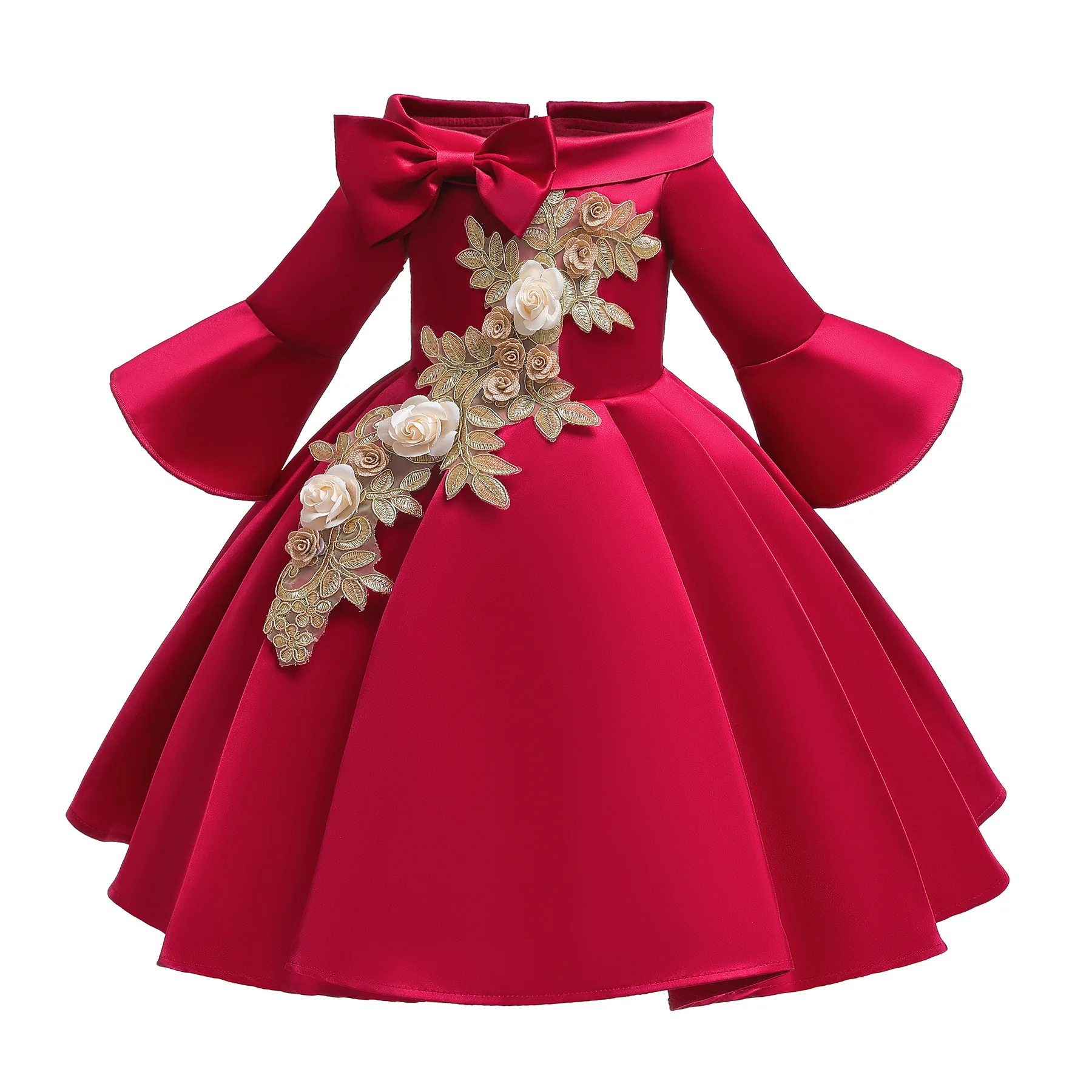 New style flower girls Long sleeve evening wedding dresses prom baby girl dresses