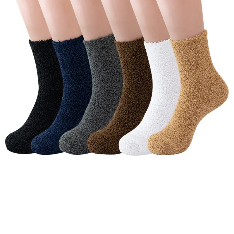 Winter Warmer Unisex Coral Fleece Floor Sleeping Socks Women Thicken Thermal Wool Cashmere Snow Socks Velvet Thick Socks For Men