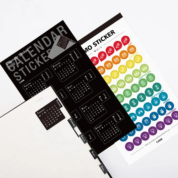 Colored decorative DIY memo sticker daily monthly 2020 calendar planner sticker