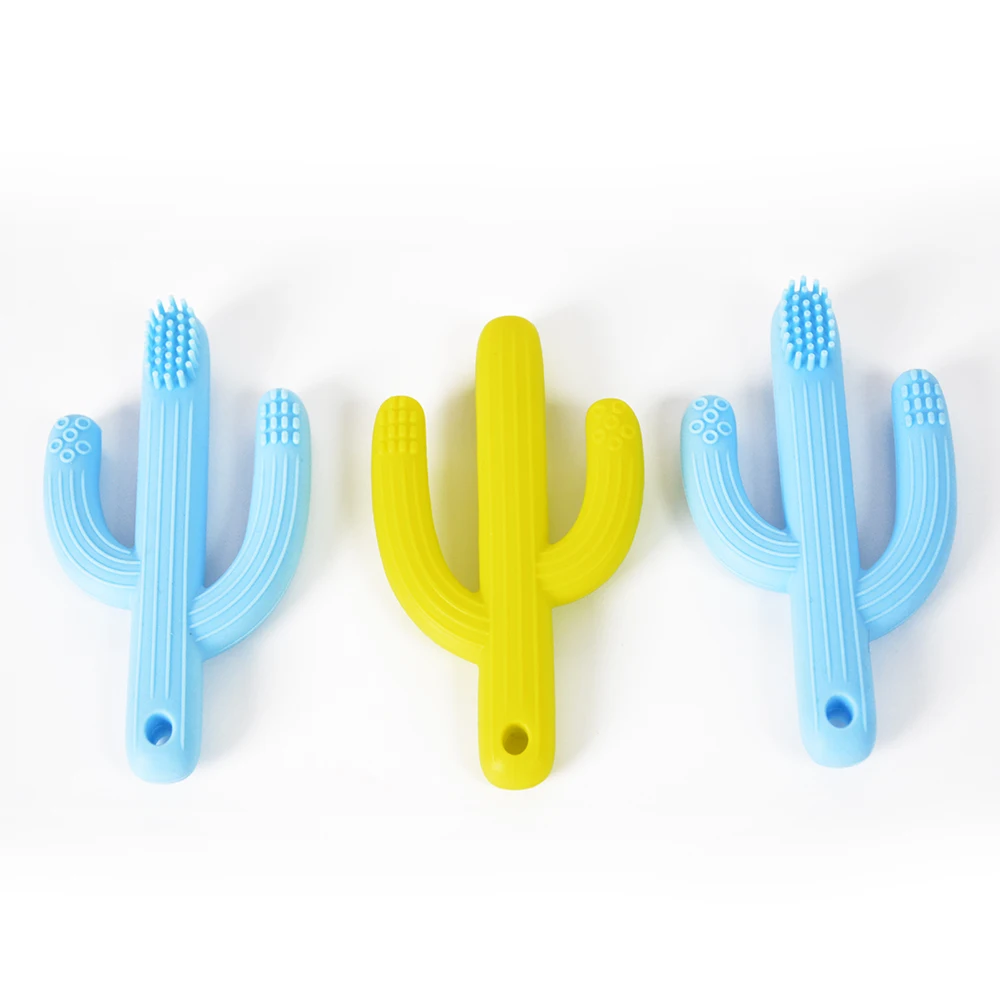 100% пищевая BPA бесплатная форма кактуса детские жевательные прорезыватели игрушки Дети Прорезыватель Красочный мягкий силиконовый мультяшный персонаж