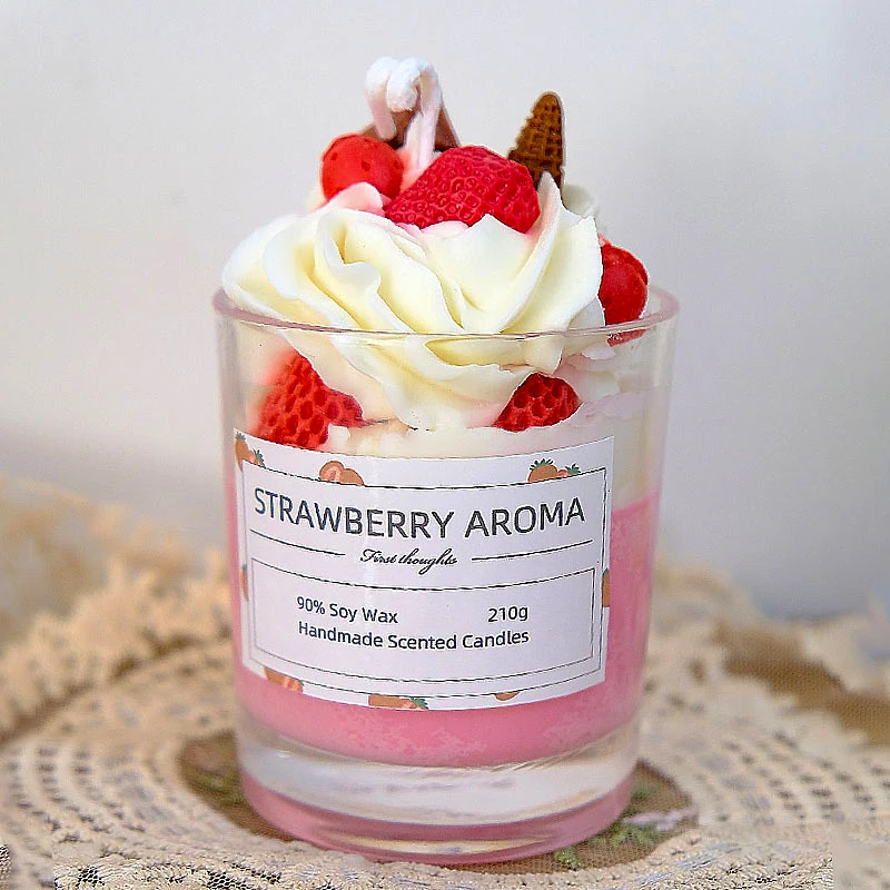 Hot Customized Wholesale Luxury Soy Wax Scented Dessert Candles Ice Cream Candle For Holiday Gifts
