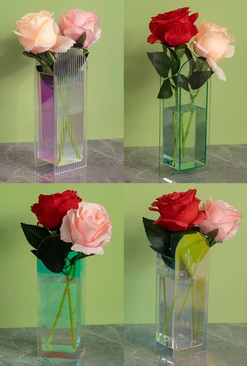 Настраиваемая домашняя Радужная Геометрическая ваза украшение для свадьбы красочная акриловая цветов