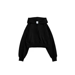Ladies zipper-up jackets long sleeve crop top cotton sweatshirt pullover hoodies with zipper for women