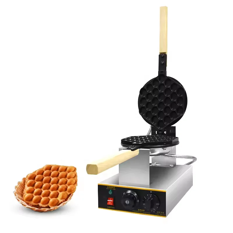 Electric Bubble Waffle Maker 7.8' NonStick Hong Kong style Egg Waffle Iron Baker with Timer & Temperature control