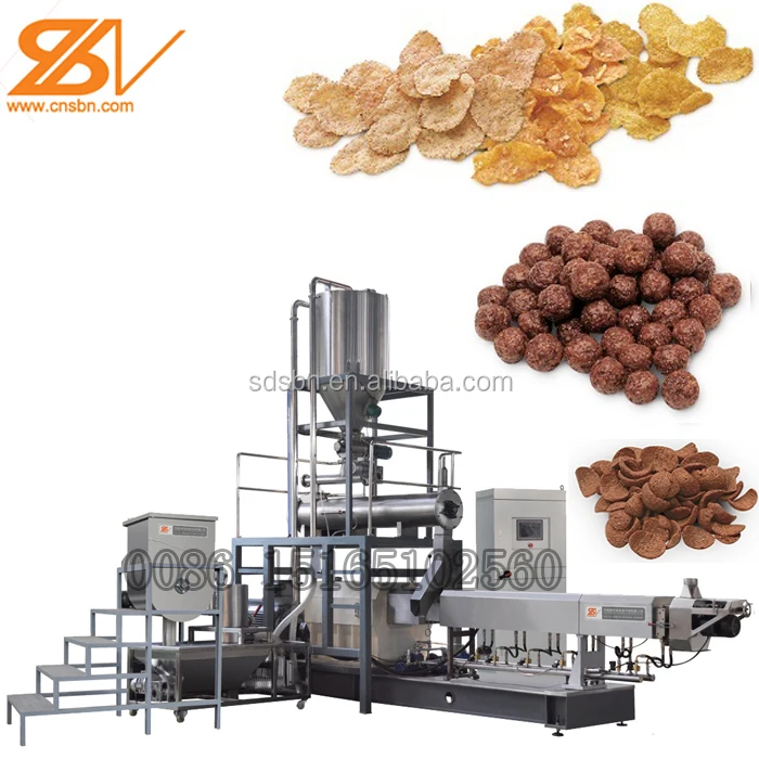 Cornflakes food crispy corn flakes breakfast cereals machine extruder manufacturing equipment unit