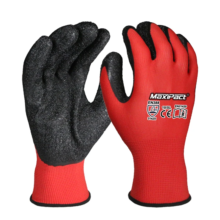 MaxiPact crinkle latex polyester palm waterproof grip cheap winter household gloves
